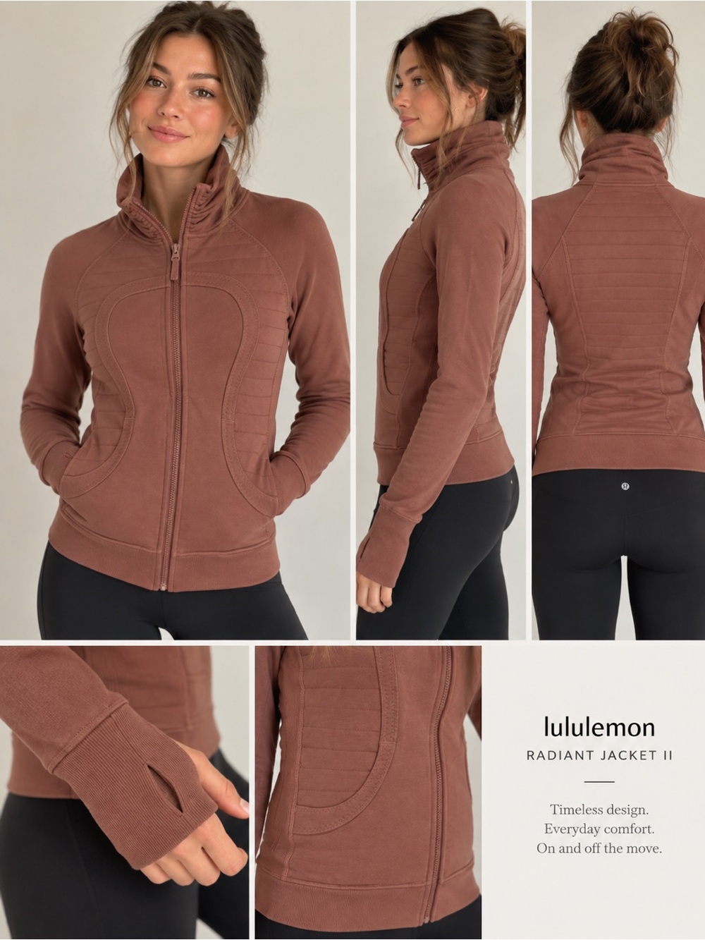 lululemon athletica Radiant Jacket II Dusty Mauve Full-Zip high collar